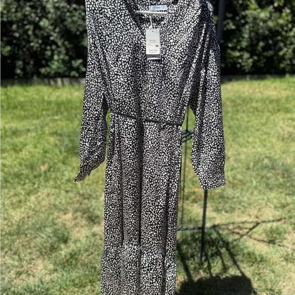 MANGO Elegant Animal Print Long Sleeved Maxi Dress Size 4 - Picture 12 of 15